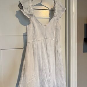 White Ruffled Sleeve Dress